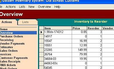 Inventory to reorder