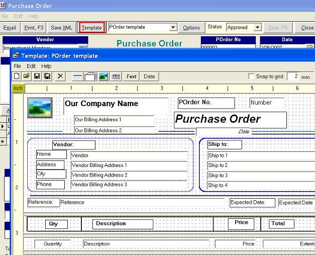 Purchase order form editing