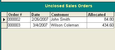 unclosed sales orders