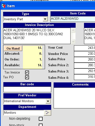 Inventory software:The "Pref Vendor" does not have nor displays a list ...